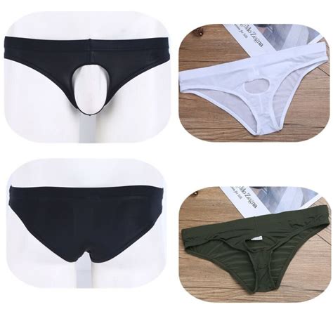 men s open front underwear spandex penis hole bikini briefs thong underpants ebay
