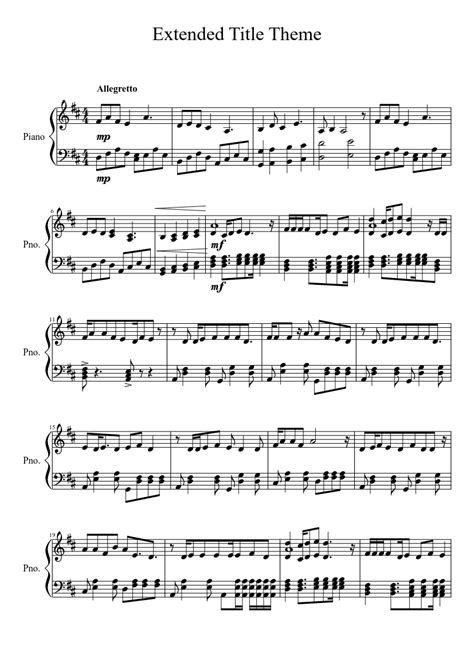 My Little Pony Friendship Is Magic Extended Title Theme Sheet Music