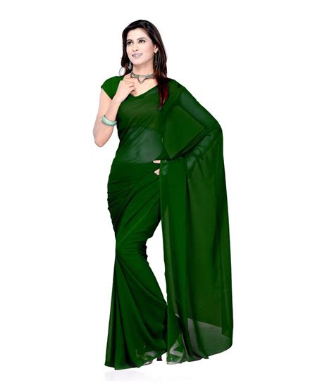 Rupkatha Saree Green Faux Georgette Saree Buy Rupkatha Saree Green