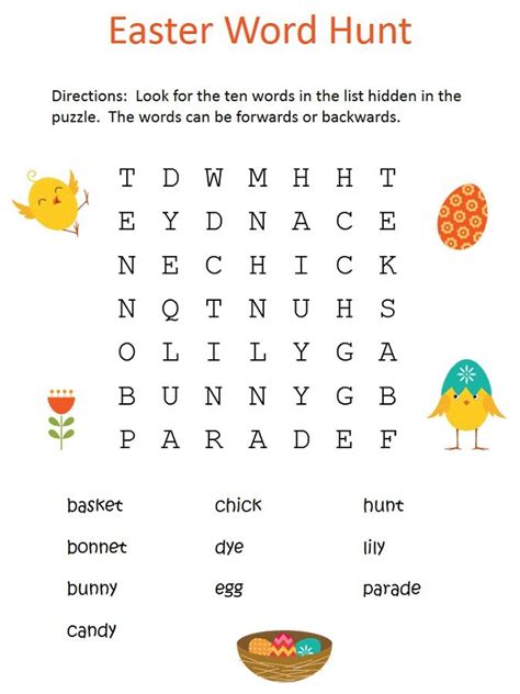 Easter Word Search For Kids Kids Word Search Easter