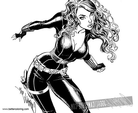 Character property of marvel ent. Black Widow Coloring Pages Black and White by j-scott ...