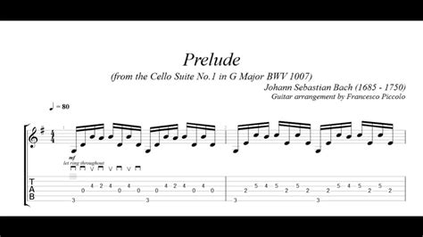 Classical Guitar Jsbach Prelude From The Cello Suite No1 In G