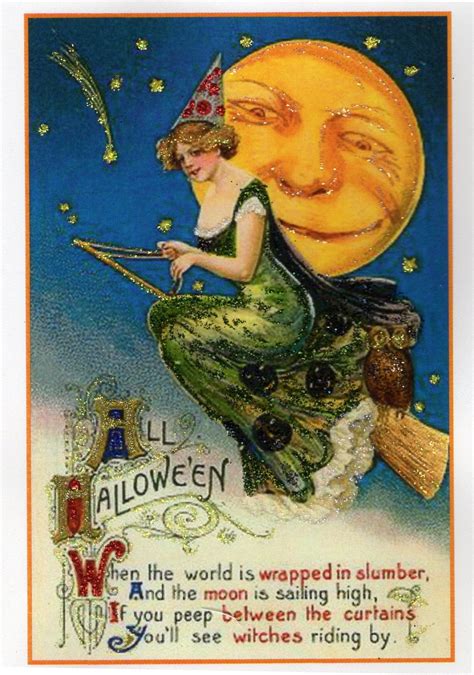 Vintage Victorian Witch Collectable Greeting Postcards Collectable