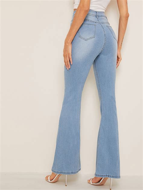Blå Knapp Elegant Jeans Shein Se