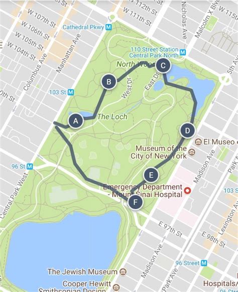 Central Park Walking Map Islands With Names