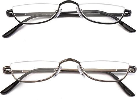 kokobin half reading glasses 2 pairs half rim metal frame glasses spring hinge readers for men