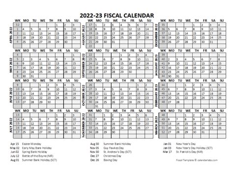 2022 Fiscal Calendar With Week Numbers