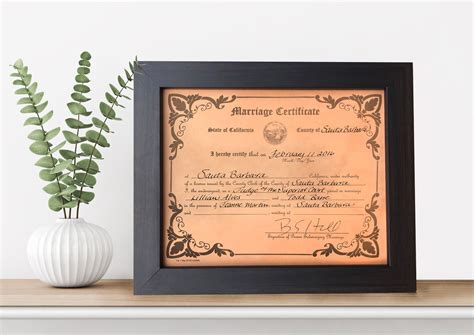 Leather Marriage Certificate Photo Engraving Leather Anniversary T