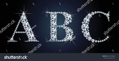 Diamond Alphabet Letters Stunning Beautiful Abc Stock Vector Royalty