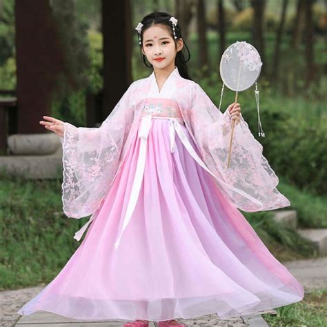 Girls Pink Princess Chinese Hanfu Fairy Drama Cosplay Robes Stage