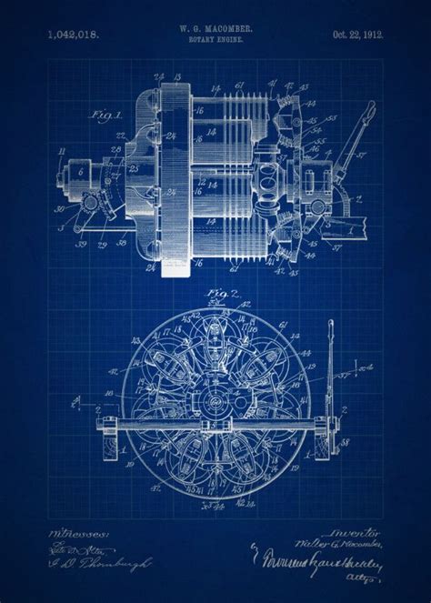 Rotary Engine 1042018 By Wg Macomber 1912 Poster By Nerdiful