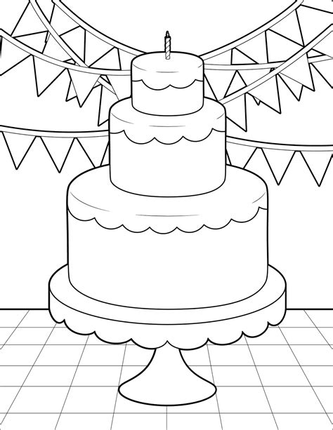 Simple Birthday Cake Coloring Page Delicious Birthday Cake 9fcd