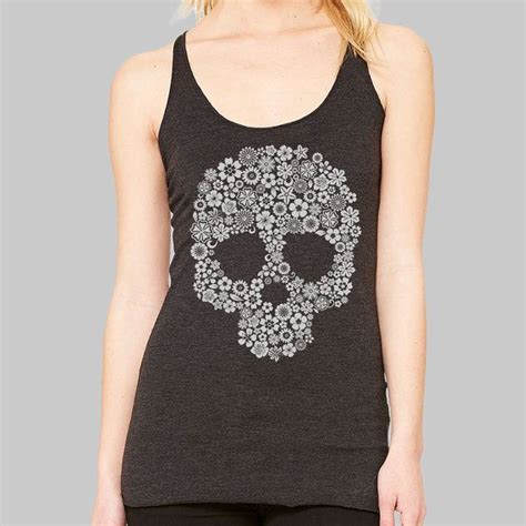 Sugar Skull Tank Tops For Women Workout Tank Sugar Skull Etsy Skull Tank Tops Graphic Tanks