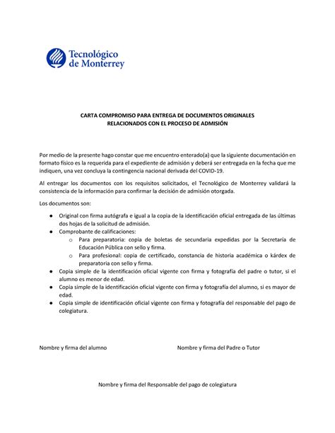 Ejemplo De Carta Compromiso Para Entregar Documentos Modelo De Informe