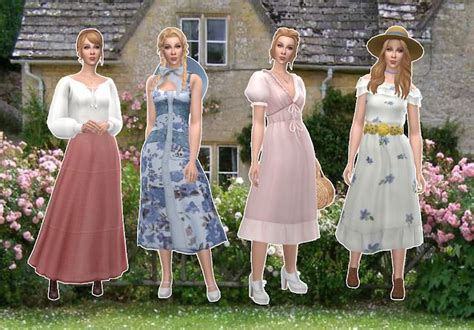 Mmcc Lookbooks Cottagecore Lookbook In 2021 Sims 4 Dresses Sims 4