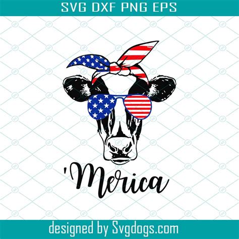 Merica svg, Heifer cow USA, usa bandana svg, Fourth of July SVG, 4th of