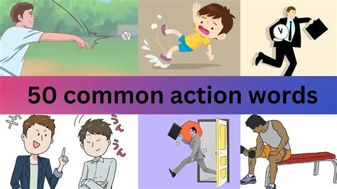 50 Common Action Words Action Words Vocabulary Action Verbs In