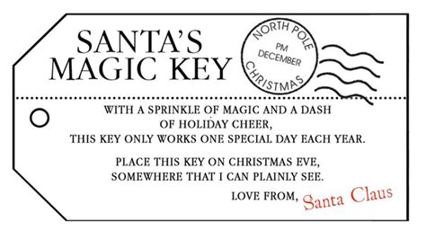 Free Printable Santa Magic Key Template Printable Templates