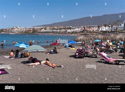 Dh Playa De Fanabe Costa Adeje Tenerife Tourist Holiday Beach People