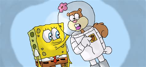 Spongebob And Sandy Kissing Drawing