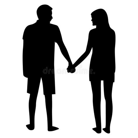 Couple Silhouette Kissing Hugging Holding Hands Stock Illustration