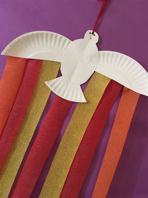 Easy Craft For Kids White Dove Made Out Of Paper Plates And Streamers