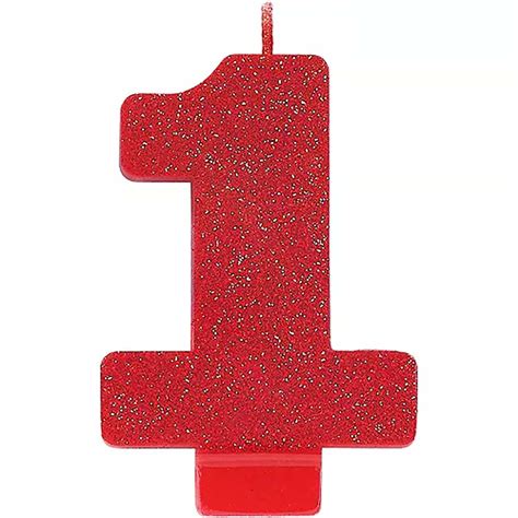 Red Glitter Number 1 Candle Ams 170396 Country Kitchen Sweetart