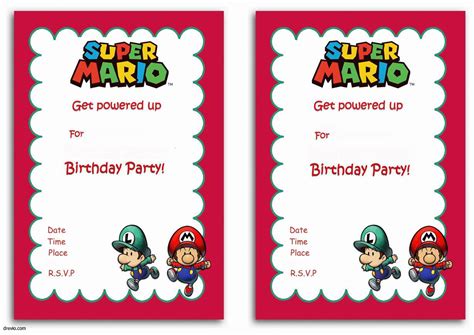 Free Printable Mario Birthday Party Invitations
