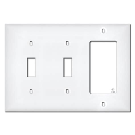White Plastic 2 Rocker 1 Toggle Switch Plate Kyle Switch Plates
