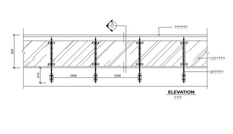 Wood Handrails Glass Railing Cad Elevation 2d View Layout Dwg File