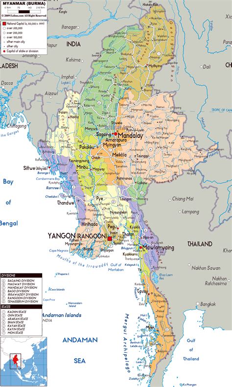 Myanmar, (formerly known as burma), underwent significant political reforms in 2011. Large political and administrative map of Myanmar with ...