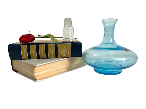 Vintage Blue Italian Glass Decanter W Shot Glass Stopper Retro Made In Italy Small Bulbous
