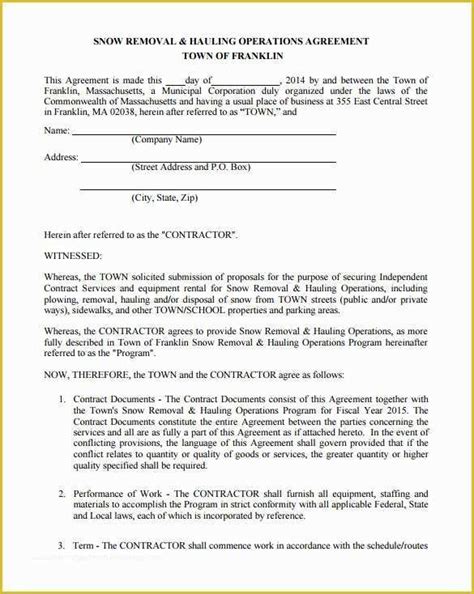Free Snow Plowing Contracts Templates Of 20 Snow Plowing Contract
