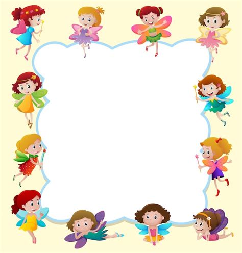 Premium Vector Border Design With Cute Fairies Flying