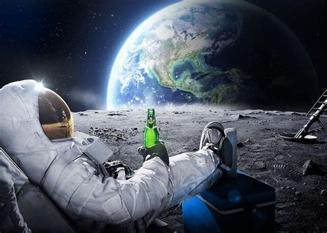 Funny Astronaut With Beer Poster Etsy
