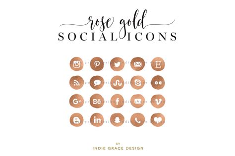 Rose Gold Social Icons Rose Gold Foil Social Media Icons Blog