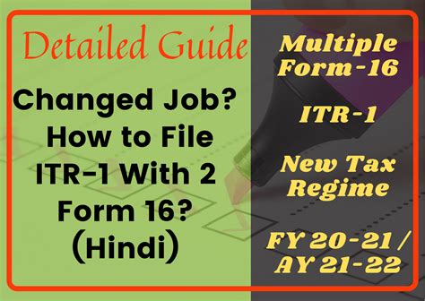 Changed Jobs How To File Itr 1 With Two Form 16 For Fy20 21ay21 22