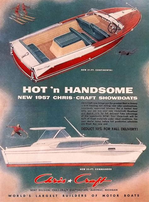 1957 Chris Craft Boat Ad Matted Vintage Print Etsy Chris Craft