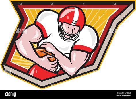 American Football Running Back Run Shield Cartoon Stock Vector Image