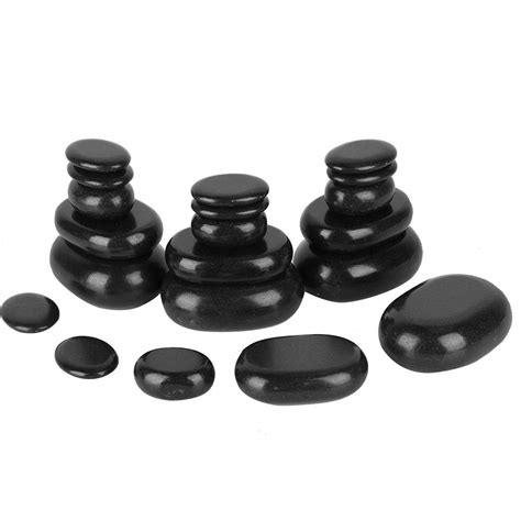 20pcsset Hot Spa Massage Stones Set Black Basalt Oval Shape Stone Essential Oil