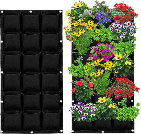 Lasperal Hanging Grow Bags 18 Pockets Vertical Wall Hanging Planter