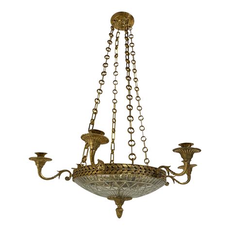 1930s French Empire Gilt Bronze Chandelier Lionsgate Antiques NY