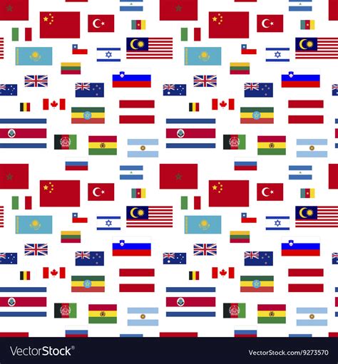 Flags Of World Sovereign States On White Seamless Vector Image