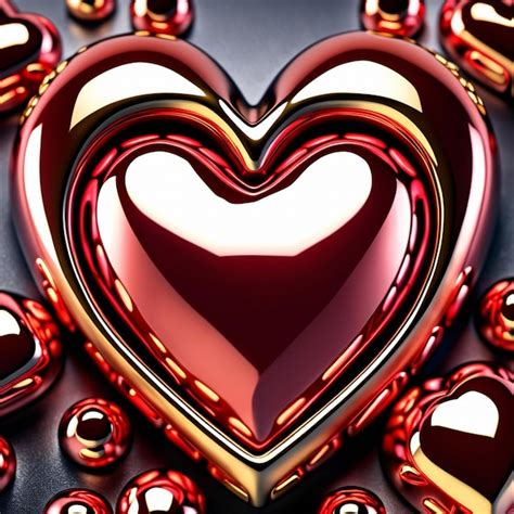 Premium Ai Image Red Metalic Love Heart Abstract Background