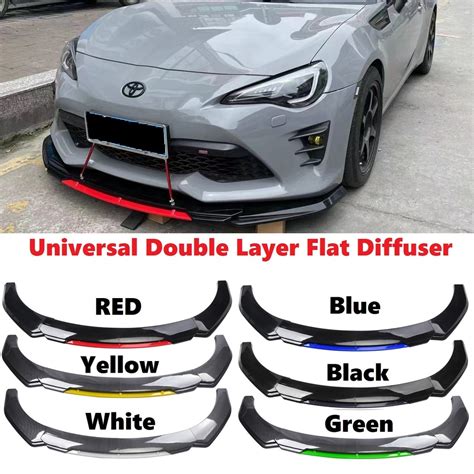 Car Universal Front Bumper Diffuser Lip Wrap Angle Splitters Red Black