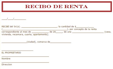 Recibos De Pago De Renta Para Imprimir Image To U