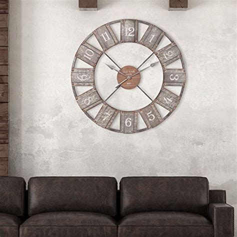 Patton Wall Decor 36 Galvanized Metal And Wood Windmill Clock Pricepulse