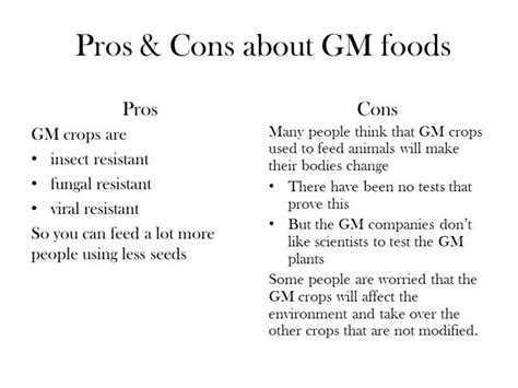 Pros And Cons Of Gmo