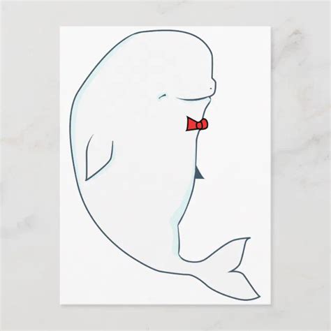 Kawaii Beluga Whale With Red Bowtie Postcard Zazzle