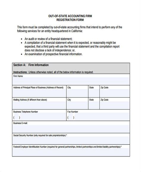 Free 7 Accounting Registration Forms In Pdf